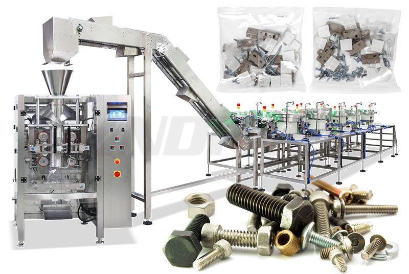 Automatic Screw Small Plastic Parts Bagging Pouch Packing Machine With 10 Vibration Feeder