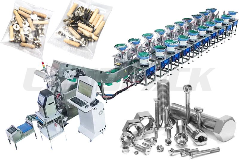 Customized Screw/ Furniture Fittings Counting Packing System With 20 Vibraton Feeder