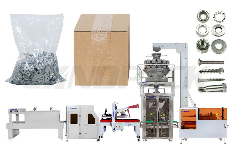 Multifunction Fastener Hardware Metal Washer Bag Packing And Boxing Machine Packing Line